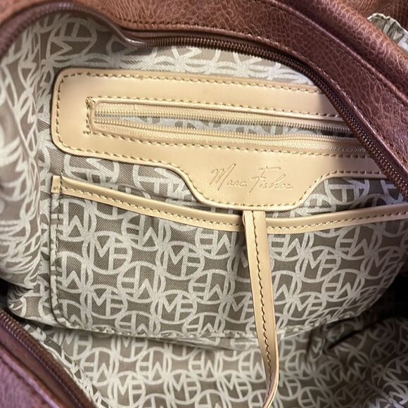 Marc Fisher Brown Zip Code Buckle Saddle Handbag - Picture 8 of 16